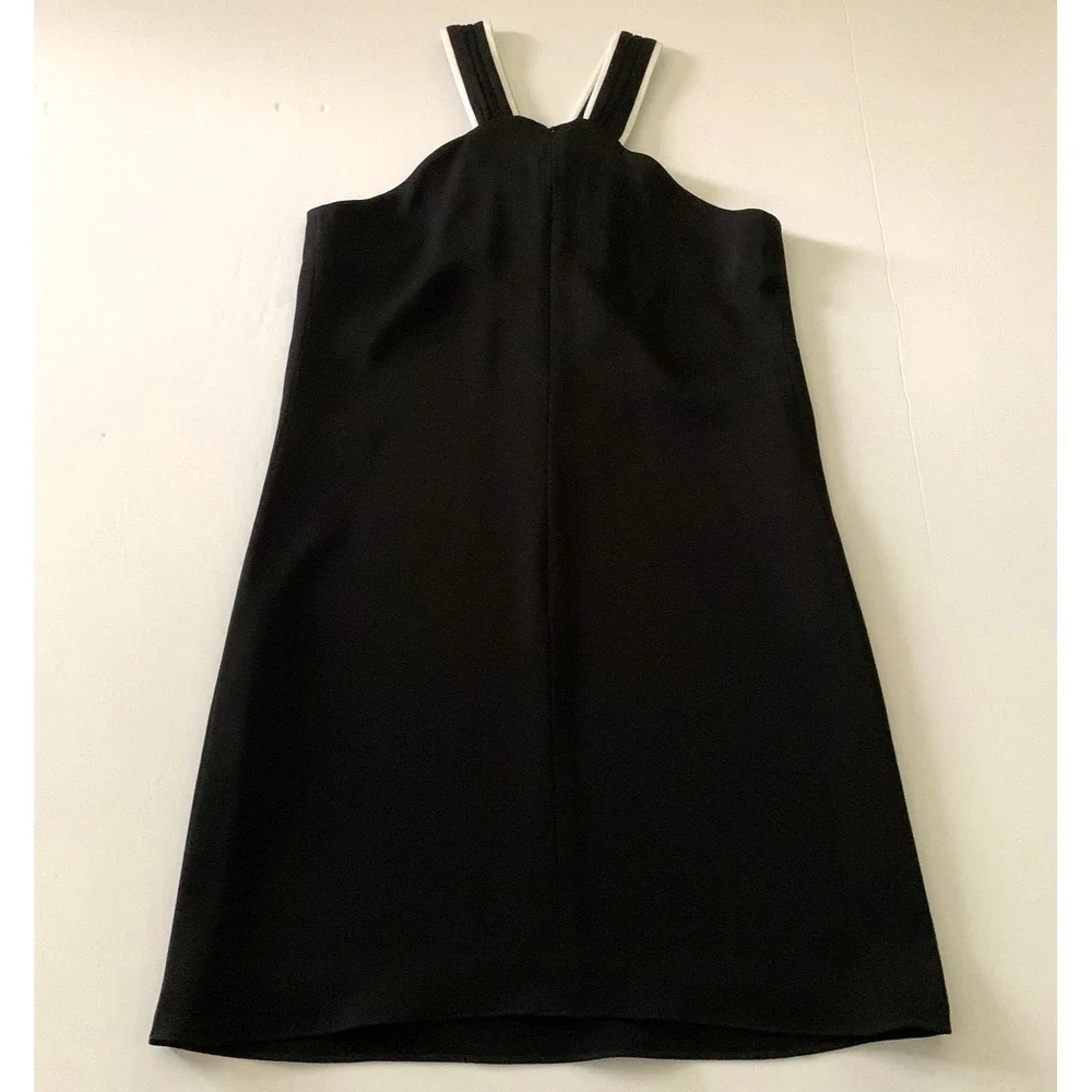Shoshanna Anda Bow Halter‎ Dress sz 0 00 2 XS Black White Statement